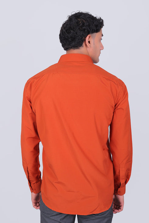 Veshbhoshaa Bluebird Vibrant Orange Men'S Office Shirt